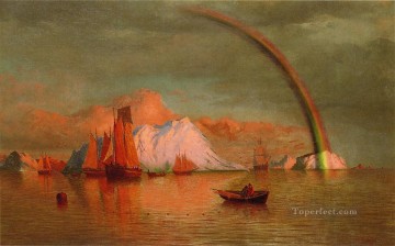  Rainbow Painting - Arctic Sunset with Rainbow William Bradford